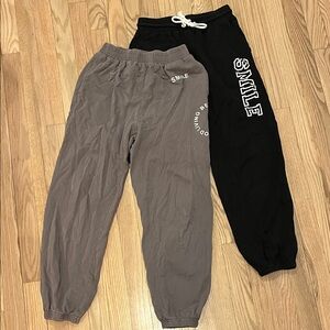 SHEIN Joggers - Black and Gray with Smile Print